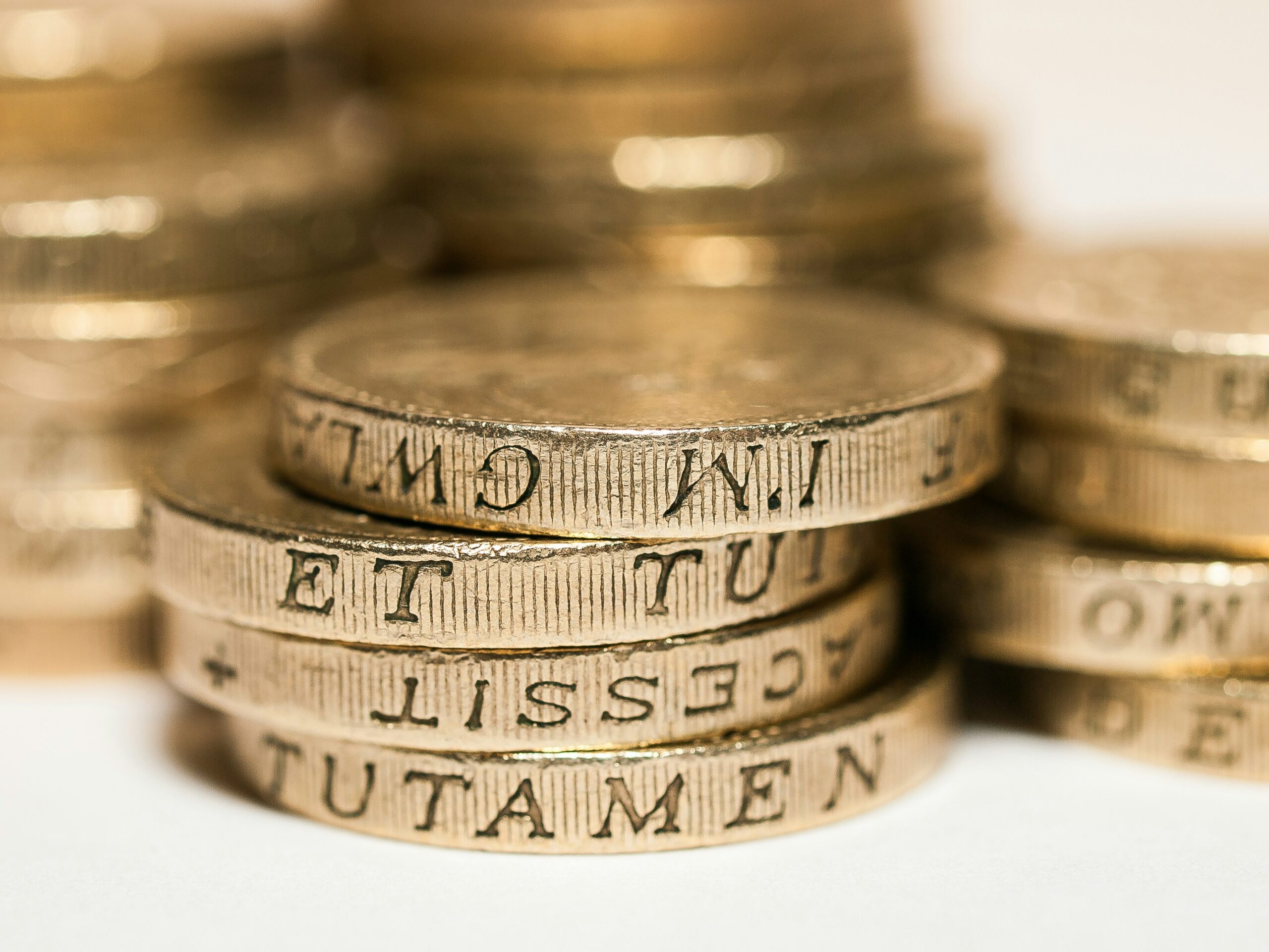 Stacked pound coins