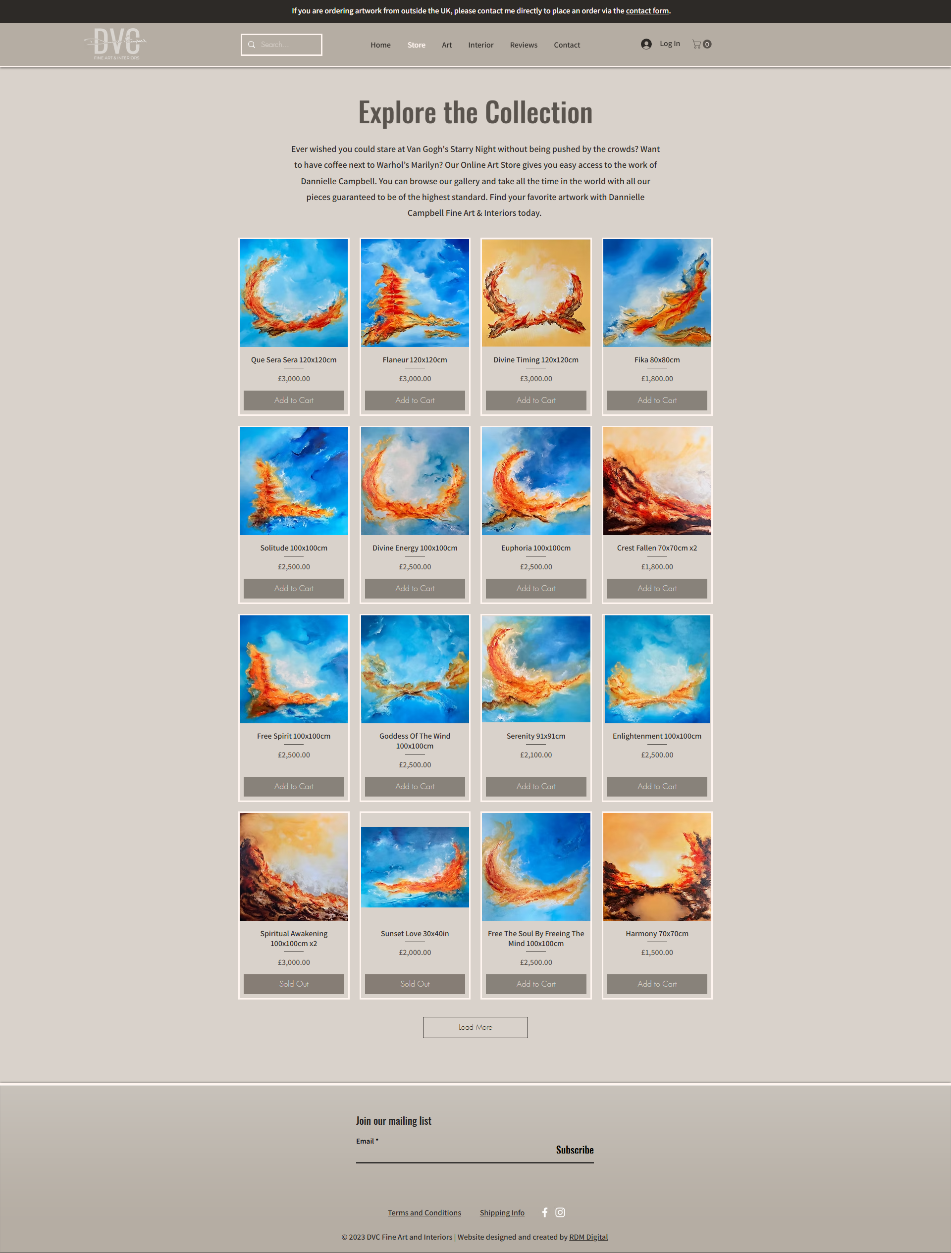 DVC shop page, browsing the collection