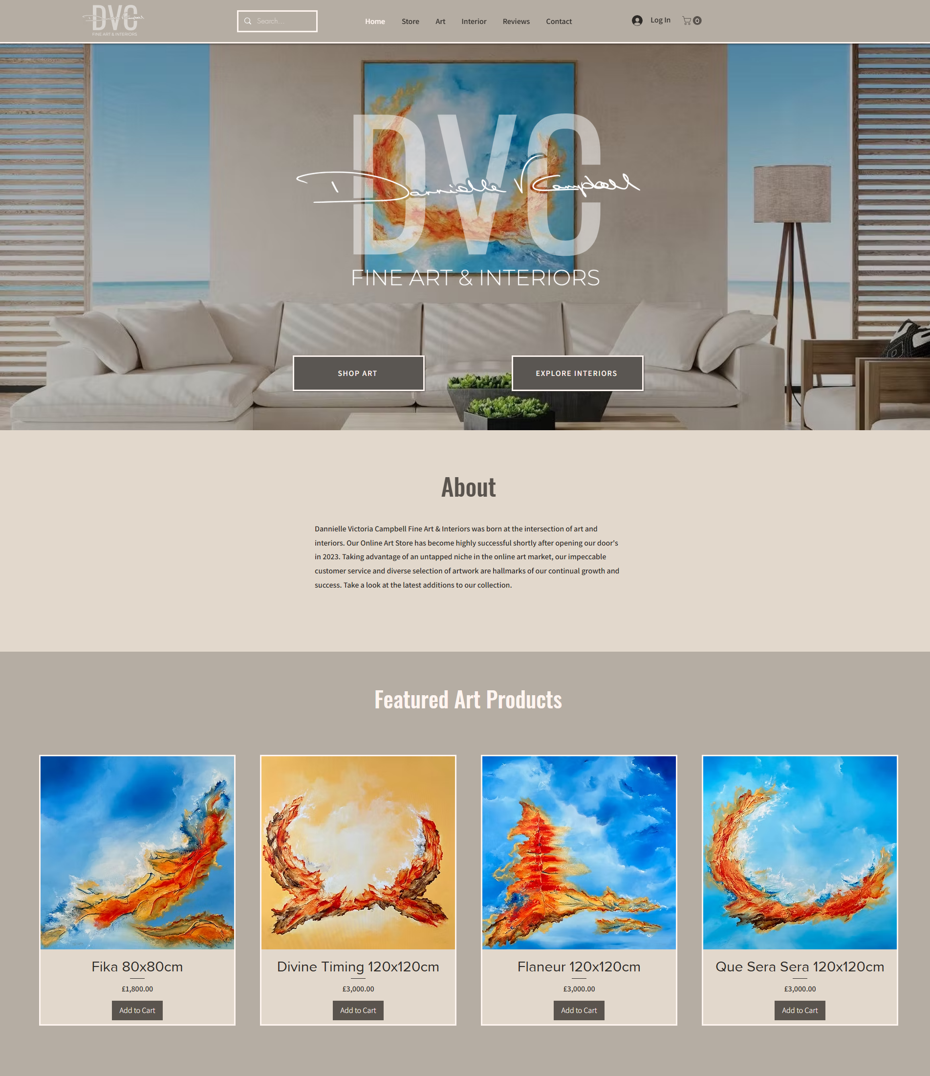 DVC Fine Art & Interiors homepage