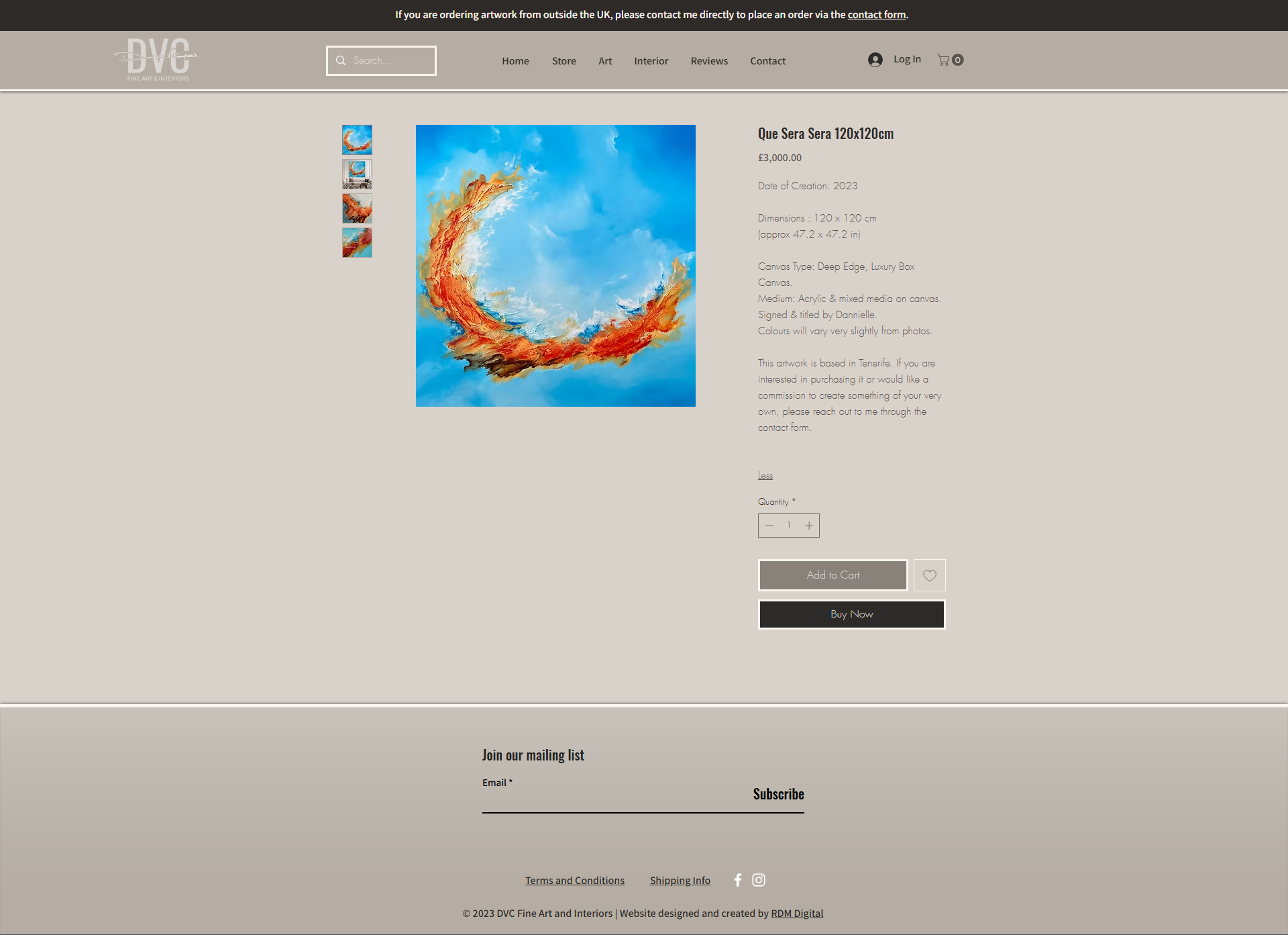 Individual artwork product page